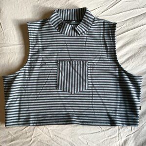 Fashion Brand Company Striped Center Pocket Crop